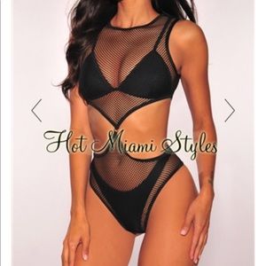 HMS Black Net Cut Out Sides Bikini Swimsuit